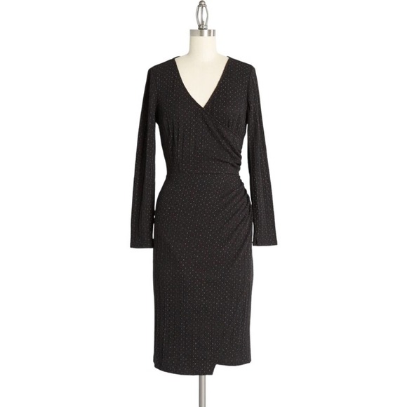 NWT  ModCloth Knit on the Town Faux-Wrap Midi Dress Long Sleeve Size Small - Picture 1 of 15